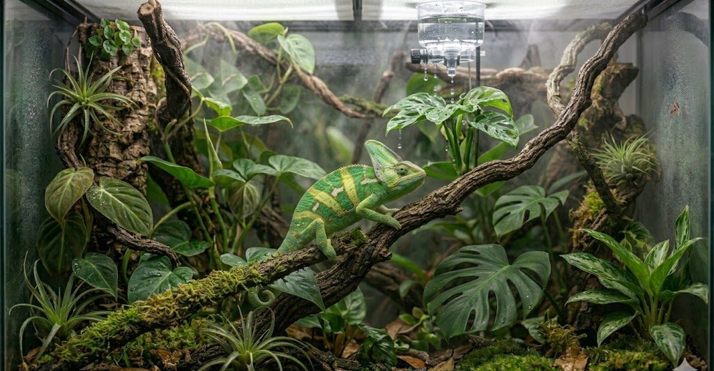 Terrarium adapté au caméléon casqué