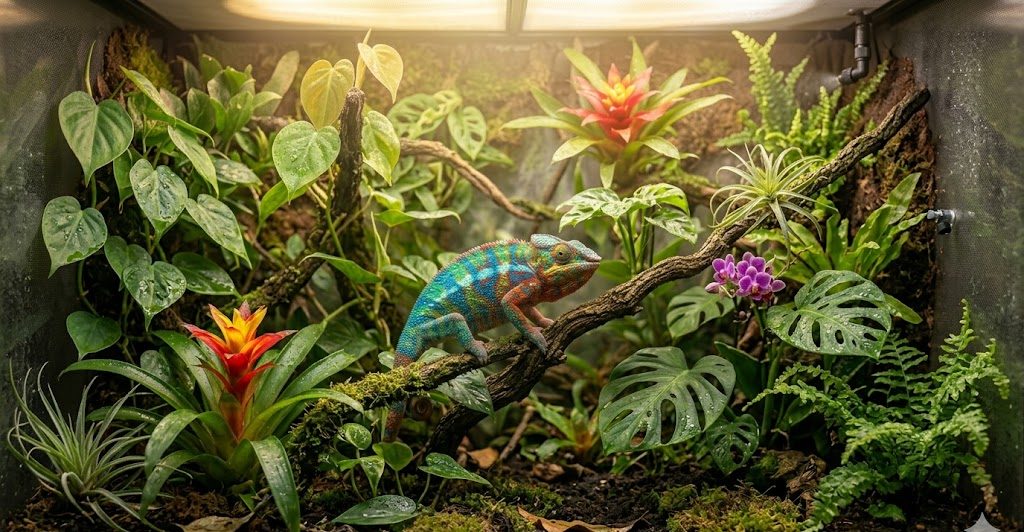 Terrarium adapté au caméléon panthère