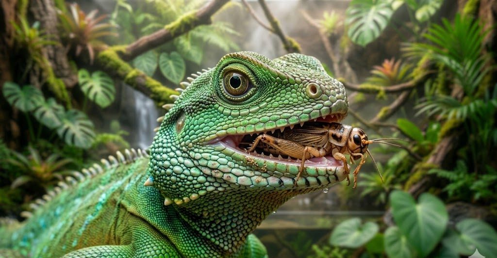 Dragon d'eau en train de se nourrir d'un insecte